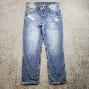 Y2K TK Axel Relaxed Straight Jeans Mens 32x32 Denim Med Wash Embroidered Pocket
